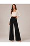 Women's High Waist Stitched Hem Detailed Modal Fabric Palazzo Trousers