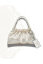 Ekru Satin Handmade Pearl Handle Bag, for Evening Dresses, Daily Use, Events, Celebrations..
