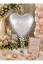 Silver 18 Inch Heart Foil Balloon Helium Compatible Birthday Valentine's Day Party Decoration - 2