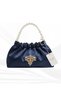 Dark Blue Satin Crystal Glass Stone Design, Handmade Pearl Handle Foldable Bag, for Evening Dresses, Daily Use, Events, Celebrations..25