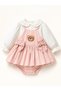 Baby Girl 2-Piece Dress Set |   Luxurious Design Stylish Dress with Bow and Teddy Bear Detail - 2