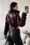 Women's New Season Corset Detail Cropped Leather Jacket - 5