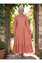 Haki̇m Collar Half Buttoned Waist Tie Fastened Crinkle Patterned Viscose Dress - 4