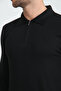 Men's Knitwear Half-Zip Black Polo Collar T-Shirt - 3
