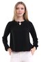 Women's Casual Draped Collar Detailed Black Stylish Blouse - 5
