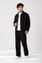 Men's Black Premium, Gabardine, Contrast Stitched Snap Fastener Oversize, Seasonal Jacket - 2