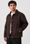 Men's Brown Premium, Gabardine, Contrast Stitched Snap Fastener Oversize, Seasonal Jacket