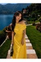 Women's Polka Dot Patterned Boat Neck Draped Dress - 3