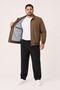 Men's Brown, Large Size, Stand Collar, Zippered, Lined, Seasonal Bomber Jacket - 4