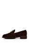 Women's Brown Buckle Suede Leather Loafer Af220009Ds - 3