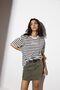 Oversize Striped Crew Neck Printed Short Sleeve T-Shirt H4194Ax26Au - 3