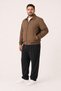 Men's Brown, Large Size, Stand Collar, Zippered, Lined, Seasonal Bomber Jacket - 3