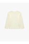 Long Sleeve Teddy Bear Detailed Crew Neck Oversized T-Shirt - 6