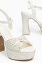 Stoned Women's Platform Heeled Evening Dress Shoes with Cross Straps - 2