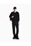 Men's Regular Fit Velvet Logo Printed Long Sleeve Soft Cotton Zippered Black Sweatshirt - 2