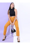 Mustard Skinny Fit Solid High-Rise Jeggings - 4