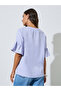 Lilac Solid Ruffled Short Sleeves Blouse - 5