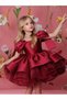 Girls Burgundy Bow and Ruffle Details A-Line Midi Dress - 6