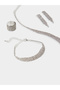 Silver Tone Rhinestone Embellished Y-Necklace Ring, Earrings and Bracelet Set - 4
