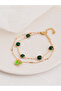 Gold Tone Green Gem and Butterfly Multistrand Bracelet - 5