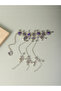 Silver Tone Purple Floral Accents and Bells Hand Chain Bracelet - 3