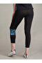 Black Printed Panel High-Rise Active Capri Leggings - 5