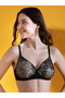 Black Padded Non-Wired Lace Full Coverage Multiway Bra - 4