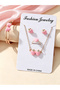 Pink Strawberry Jewelry Set - Necklace, Bracelet, Ring and Earrings - 4