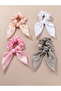 Set of 4 - Ruched Bow Hair Scrunchies