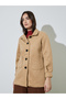 Beige Longline Button-Front Coat - 4