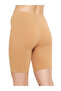Beige Mid-Waist Cotton Blend Cycling Shorts - 4