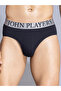Navy Blue Comfort Fit Briefs with Logo Print waistband - 3