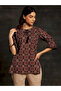 Black Printed Cotton Straight Kurti - 6