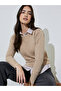 Beige Solid Cable Knit Jumper