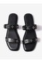 Black Double Strap Sandals with Metal Adornment - 5
