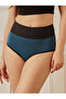 Teal High Waist Cotton Blend Tummy Tucker Hipster - 2
