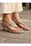 Gold Embellished T-Strap Sandals