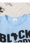 Boys Blue Graphic print T-Shirt and Distressed Denim Shorts Set - 3