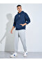 Navy Blue Minimal HD Print Fleece Relaxed fit Hoodie - 2