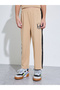 Girls Beige Graphic Print Side Striped T-Shirt and Wide Leg Pants Set - 4