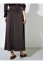 Brown Solid A-Line Maxi Skirt - 4