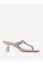 Gold Embellished T-Strap Sandals - 4