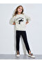 Girls Beige Graphic Print Bow Detail Oversized Sweatshirt - 2
