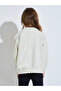 Girls Beige Graphic Print Bow Detail Oversized Sweatshirt - 5