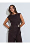 Brown Textured Sleeveless Blouse and Wide Leg Trousers Co-Ord Set - 2