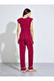 Burgundy Floral Trim Cap Sleeve Top and Pyjama Set - 5