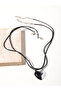 Set of 2 - Couple Heart Pendant Necklace with Magnetic Leather Cords - 2