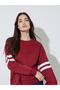 Red Regular Fit Striped Sleeve Sweatshirt