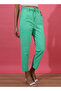 Green Regular Fit Solid High-Rise Paperbag Trousers - 2