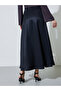 Black Solid Pocket Detail A-Line Maxi Skirt - 5